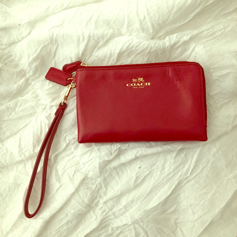 Coach Red Leather Wristlet